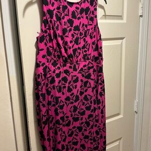 London Times Floral Pink and Black Sleeveless Dress